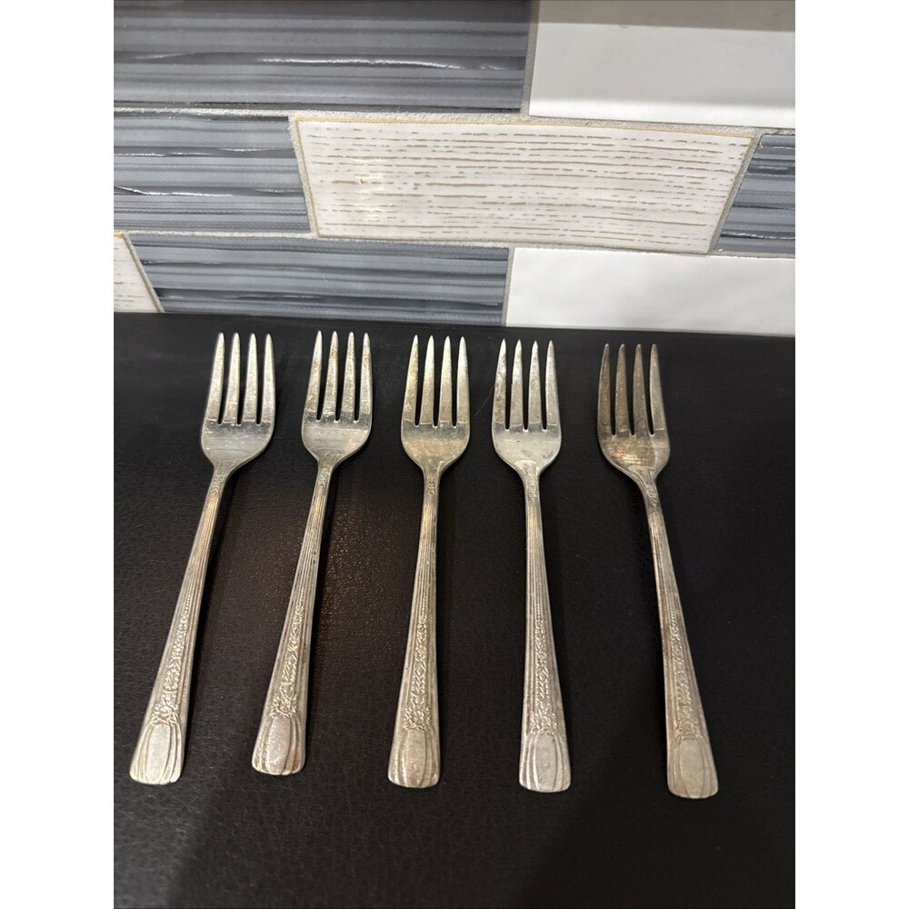 5 Fashion Silver Plate Diplomat 1941 Forks Silverplate Flatware Sears Roebuck